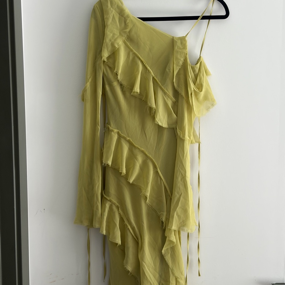 Elegant Asymmetrical Cool Formal Maxi Dress in Olive